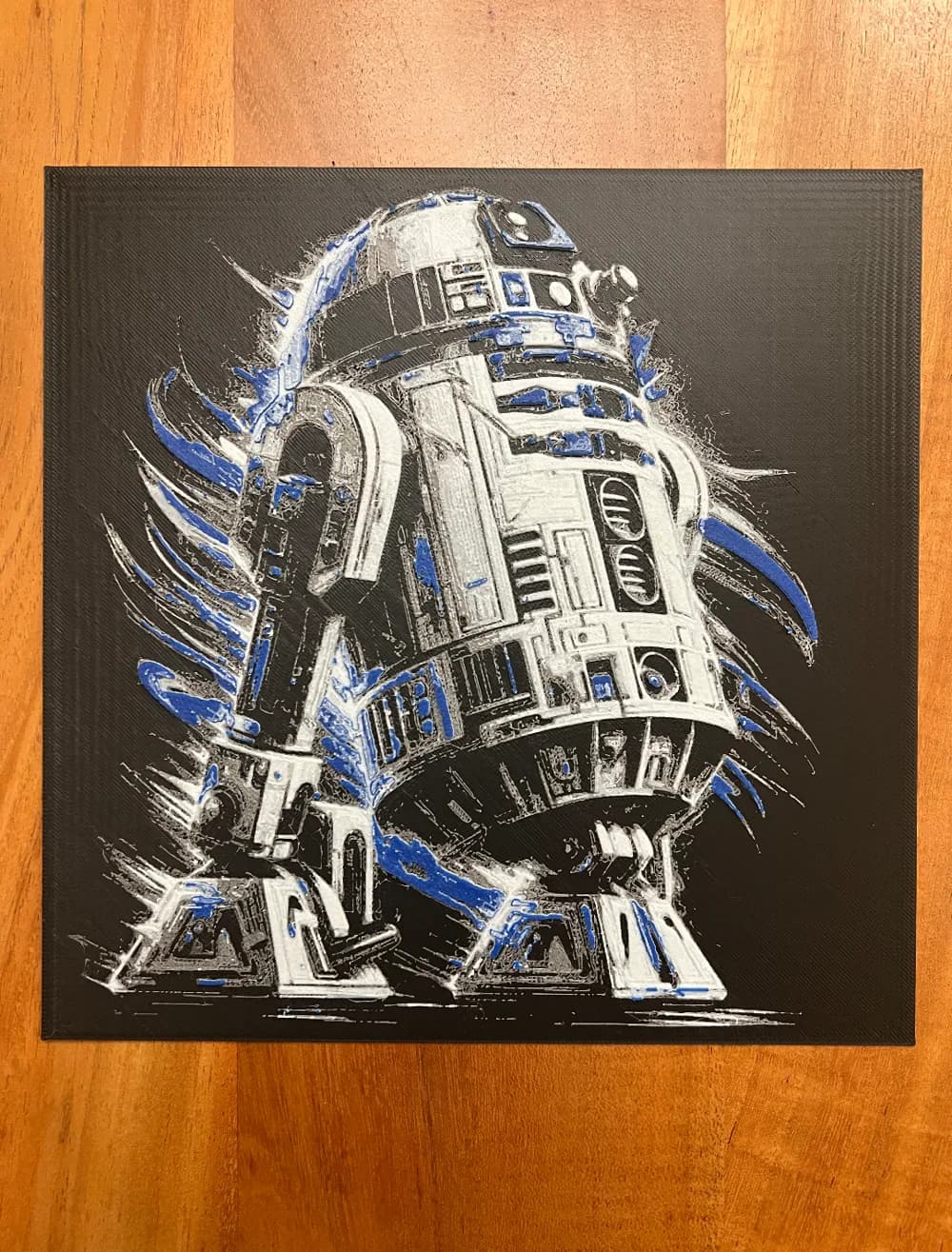R2D2 (Black Background) by JustBe 3D Printing HueForge model: R2D2 (Black Background) by JustBe 3D Printing