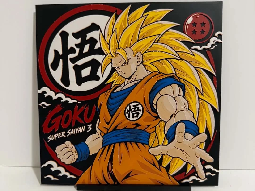 Super Saiyan 3 Goku by Magnolia Crafts HueForge model: Super Saiyan 3 Goku by Magnolia Crafts