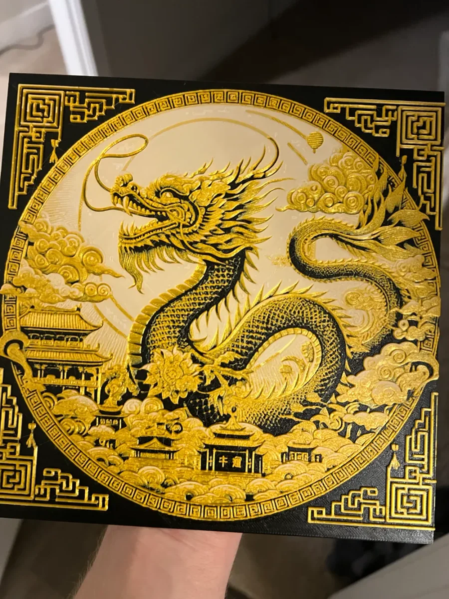 Gold Dragon Hueforge NO AMS Needed by RP47 Designs HueForge model: Gold Dragon Hueforge NO AMS Needed by RP47 Designs