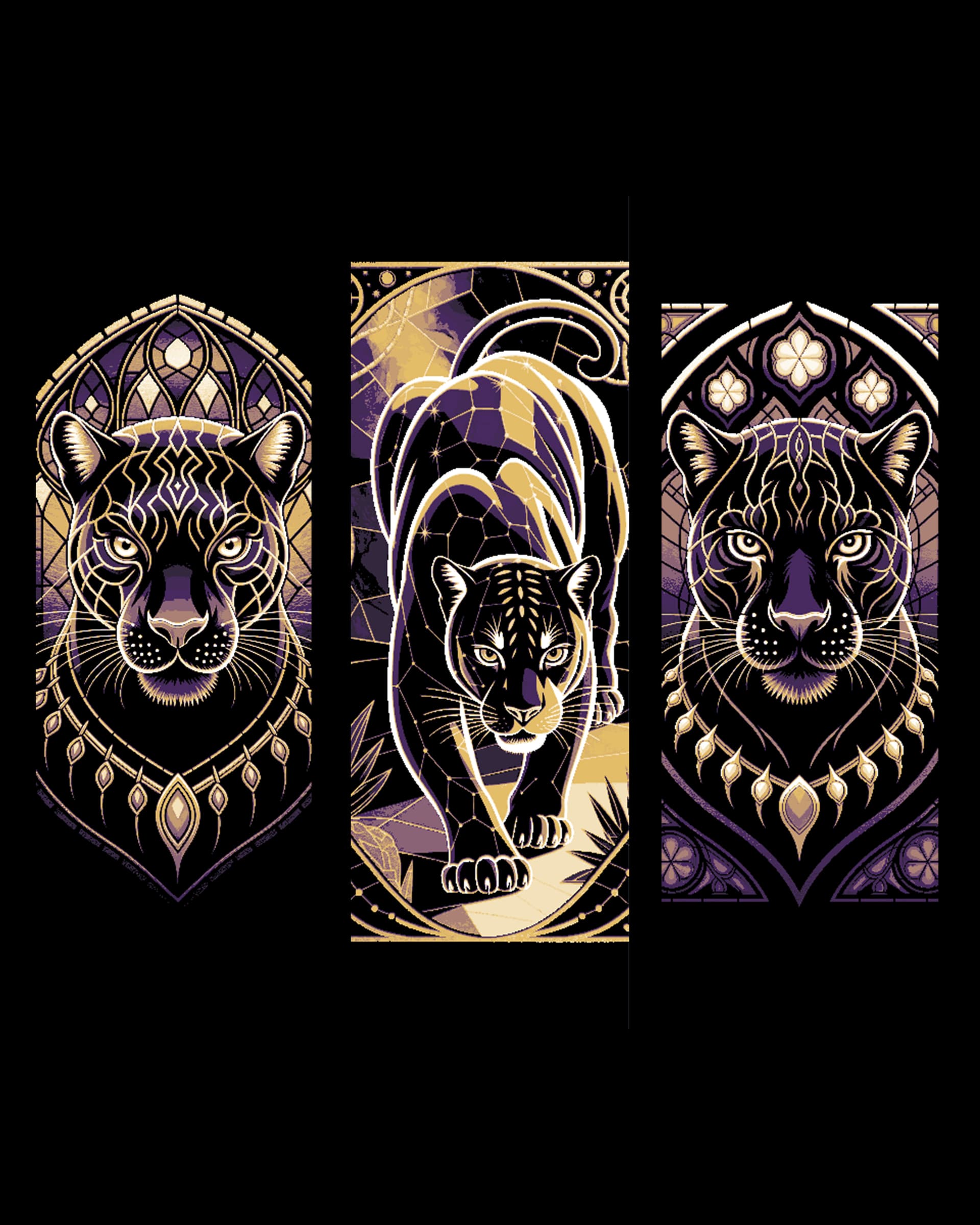 Black panthers are on the prowl - Set of Bookmarks in a Vector art style with a stained glass look by BooneCo3d HueForge model: Black panthers are on the prowl - Set of Bookmarks in a Vector art style with a stained glass look by BooneCo3d