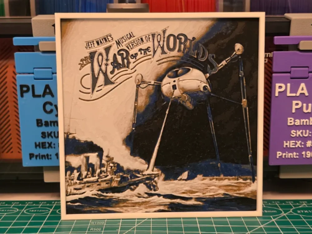 Jeff Wayne's "...War of the Worlds" Album Art by Lumpy3D HueForge model: Jeff Wayne's "...War of the Worlds" Album Art by Lumpy3D