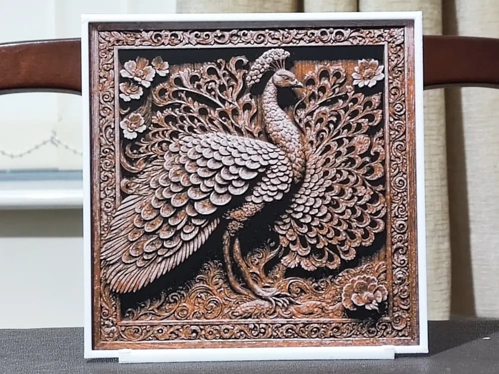 Carved Peacock - 3 Color Carved Peacock - 3 Color