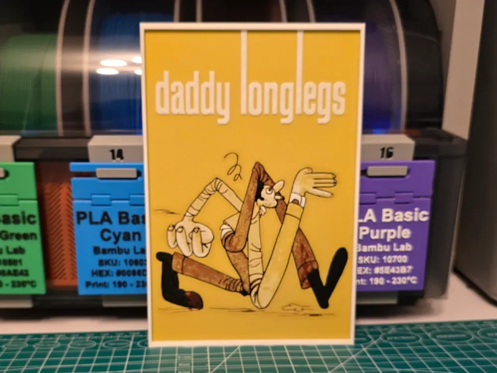 Daddy Longlegs Movie Poster - Hueforge Art by Lumpy3D HueForge model: Daddy Longlegs Movie Poster - Hueforge Art by Lumpy3D