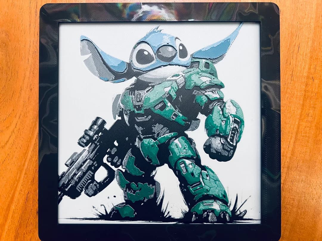 HueForge model: Stitch Dressed as Master Chief by JustBe 3D Printing