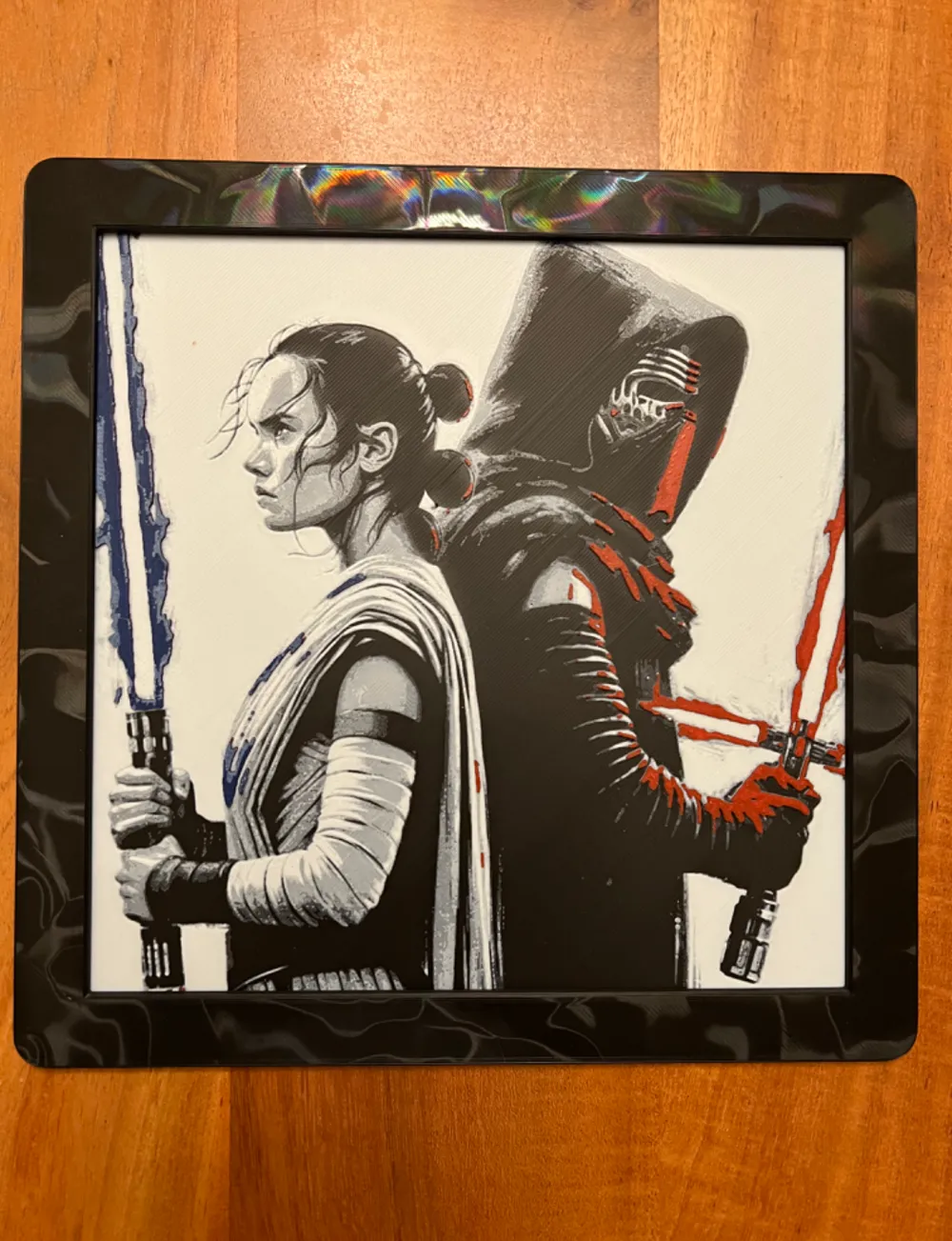 HueForge model: Rey and Kylo Ren(Multi-Colored) by JustBe 3D Printing