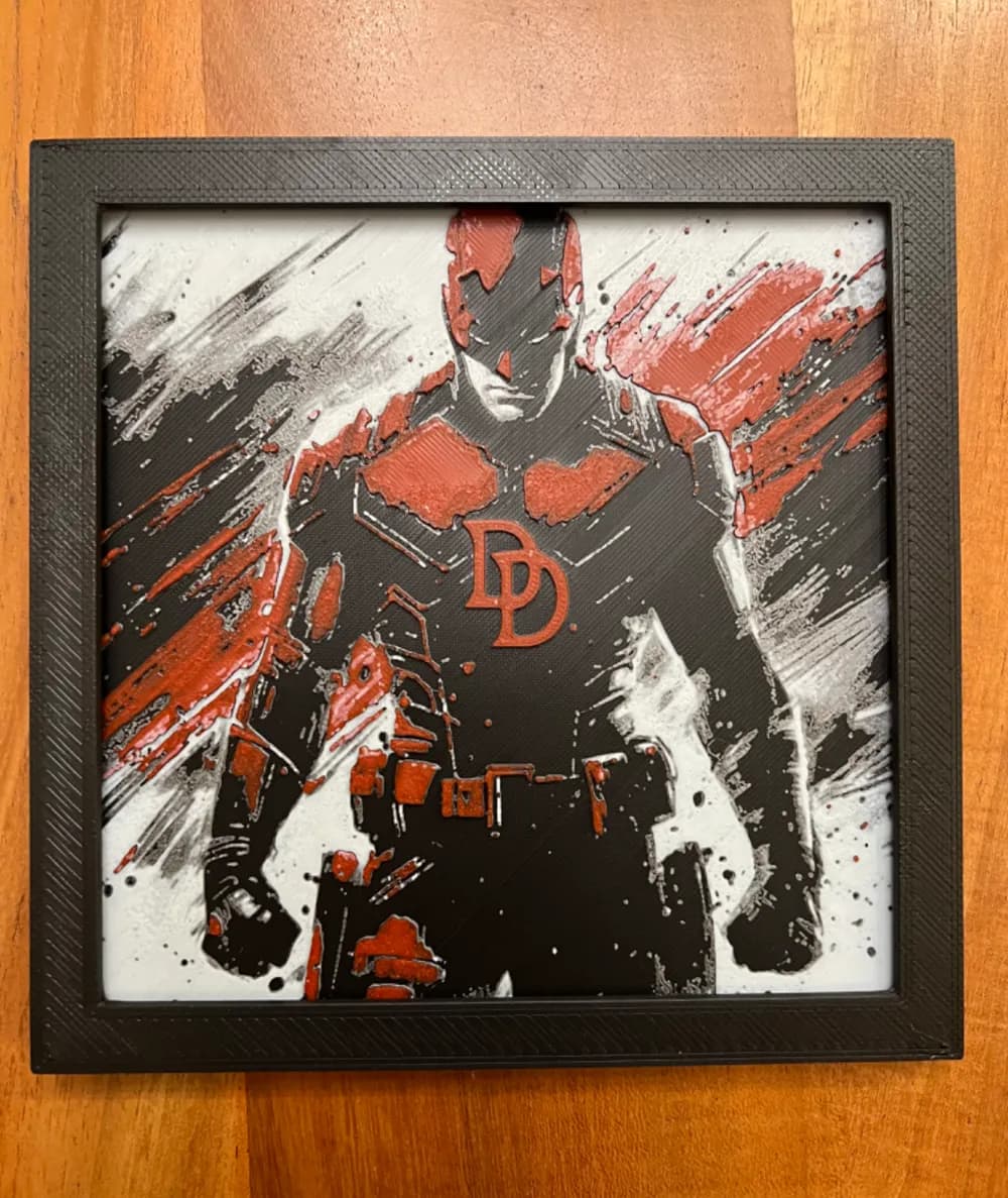 Daredevil in Red by JustBe 3D Printing HueForge model: Daredevil in Red by JustBe 3D Printing