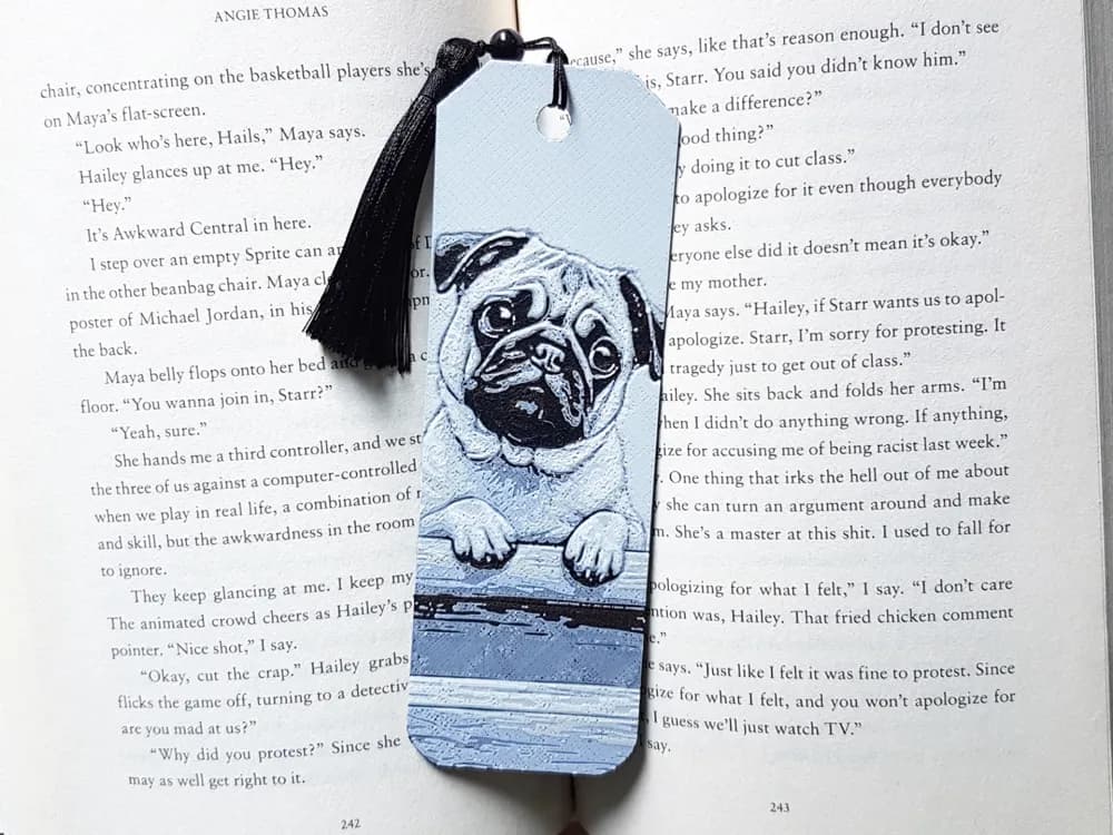 Bookmark, Pug, Dog, Puppy by Dame Jo HueForge model: Bookmark, Pug, Dog, Puppy by Dame Jo