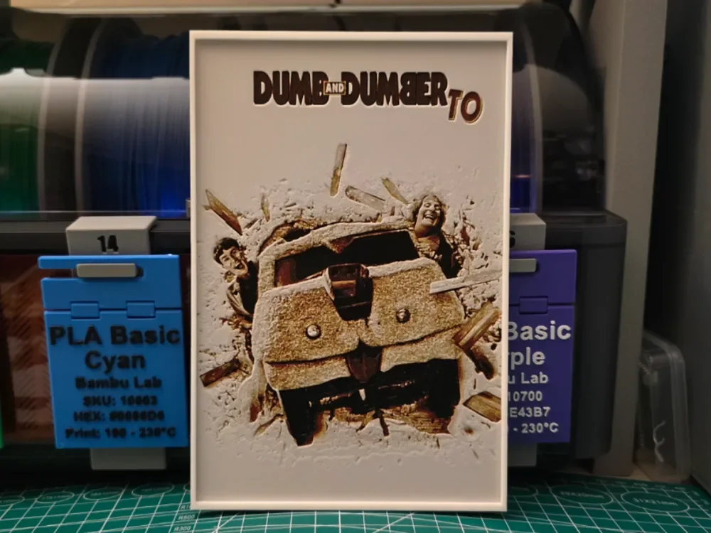 Dumb and Dumber To Movie Poster - Hueforge Art by Lumpy3D HueForge model: Dumb and Dumber To Movie Poster - Hueforge Art by Lumpy3D