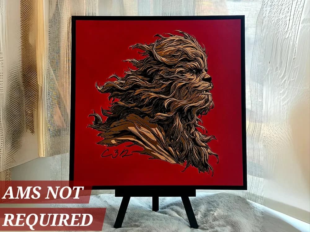 Wookiee - Chewbacca Filament Painting (With Frame) by C3D HueForge model: Wookiee - Chewbacca Filament Painting (With Frame) by C3D