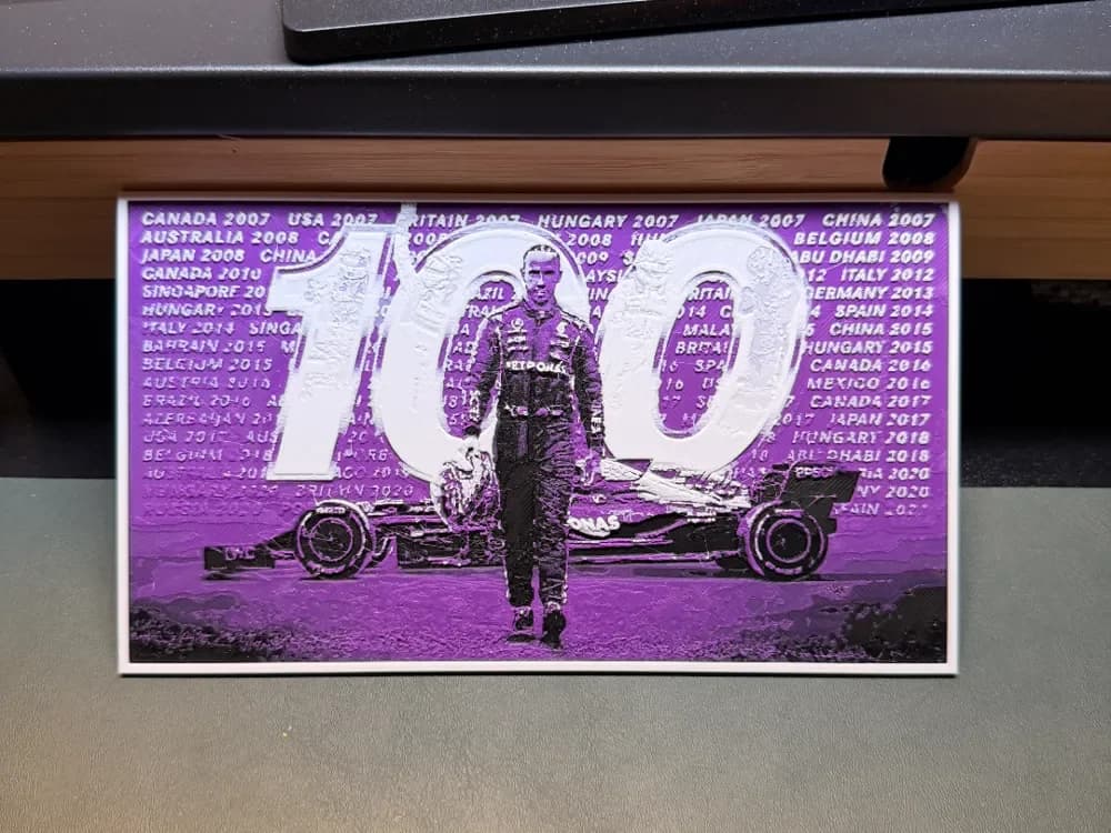 Lewis Hamilton 100 Wins Poster F1 HueForge Lewis Hamilton 100 Wins Poster F1 HueForge