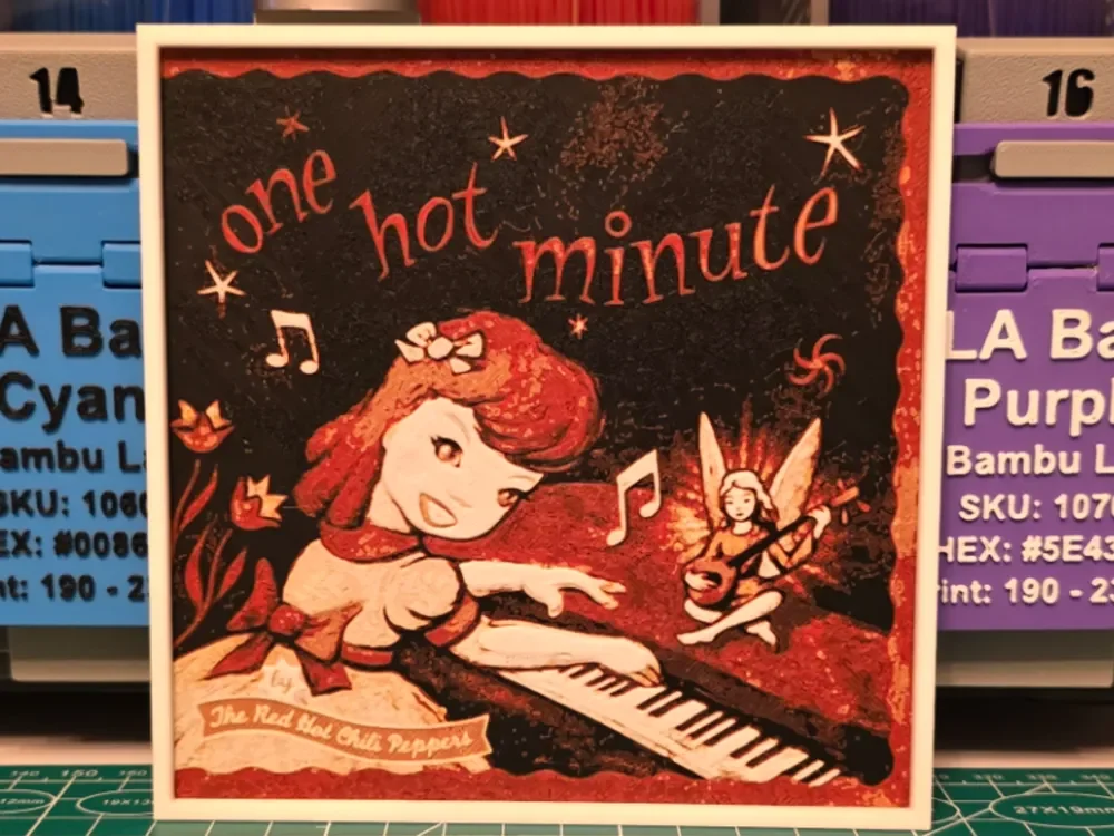 Red Hot Chili Peppers "One Hot Minute" Album Art by Lumpy3D HueForge model: Red Hot Chili Peppers "One Hot Minute" Album Art by Lumpy3D
