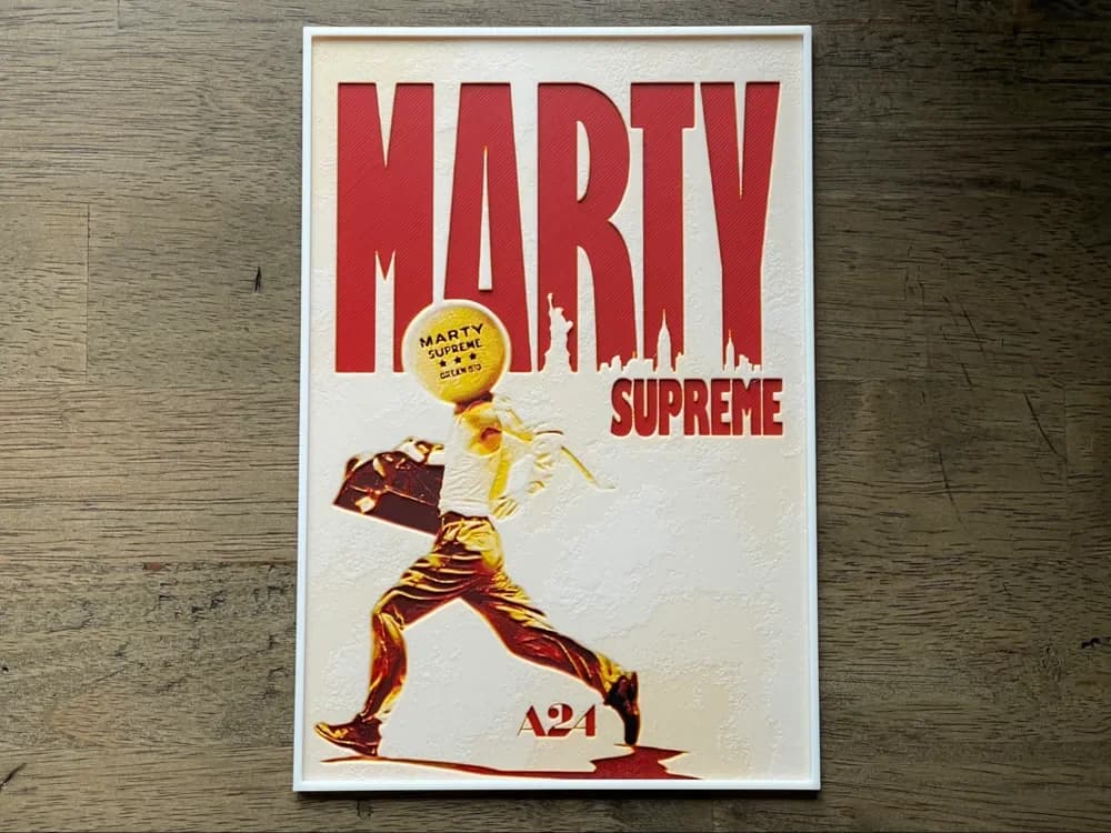 Marty Supreme (2025) A24 Movie Hueforge Poster by NiiON HueForge model: Marty Supreme (2025) A24 Movie Hueforge Poster by NiiON