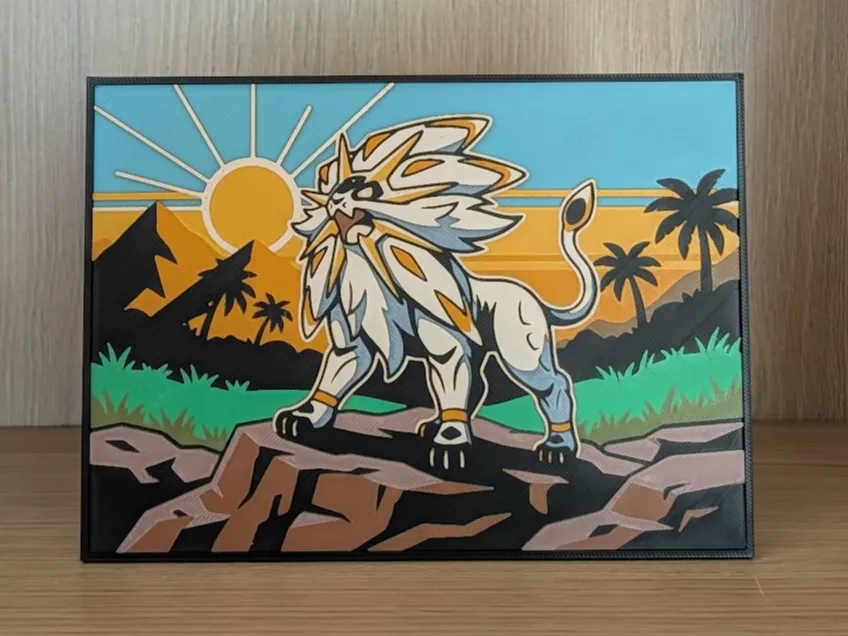 Solgaleo Hueforge & Frame by N3D HueForge model: Solgaleo Hueforge & Frame by N3D