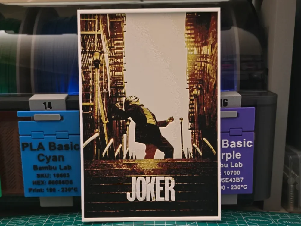 Joker Movie Poster – Hueforge Art by Lumpy3D HueForge model: Joker Movie Poster – Hueforge Art by Lumpy3D