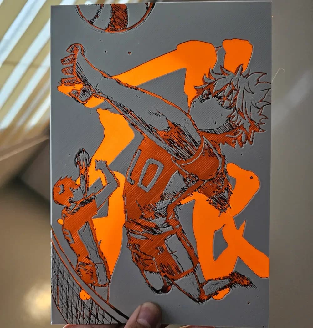 Hinata and Kageyama's soaring flight, a Hueforge Haikyu creation by Loki HueForge model: Hinata and Kageyama's soaring flight, a Hueforge Haikyu creation by Loki