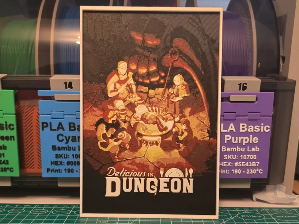 Delicious in Dungeon Anime Poster - Hueforge Art by Lumpy3D HueForge model: Delicious in Dungeon Anime Poster - Hueforge Art by Lumpy3D