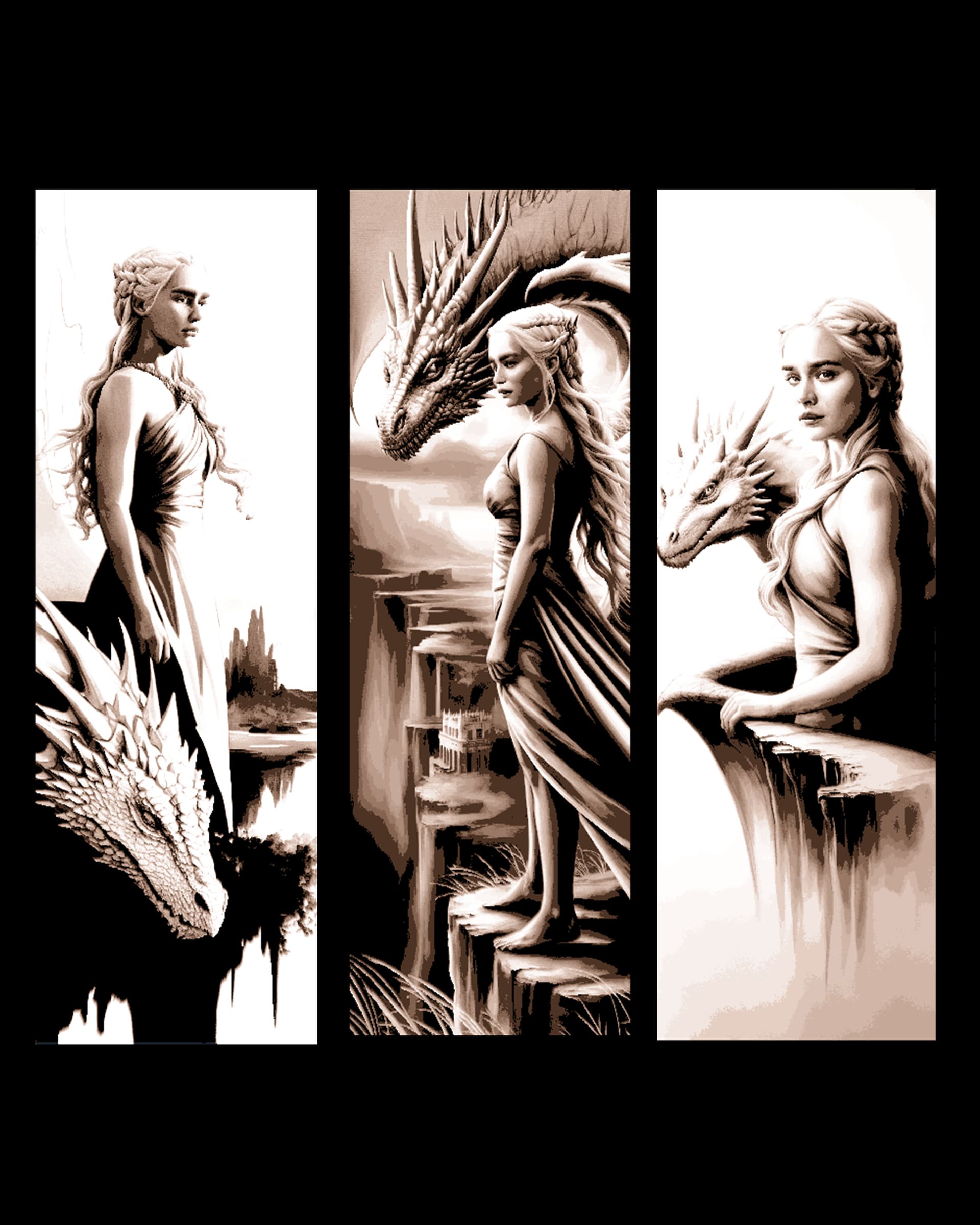 The Dragon Queen and her Minion Dragon - Set of bookmarks by BooneCo3d HueForge model: The Dragon Queen and her Minion Dragon - Set of bookmarks by BooneCo3d
