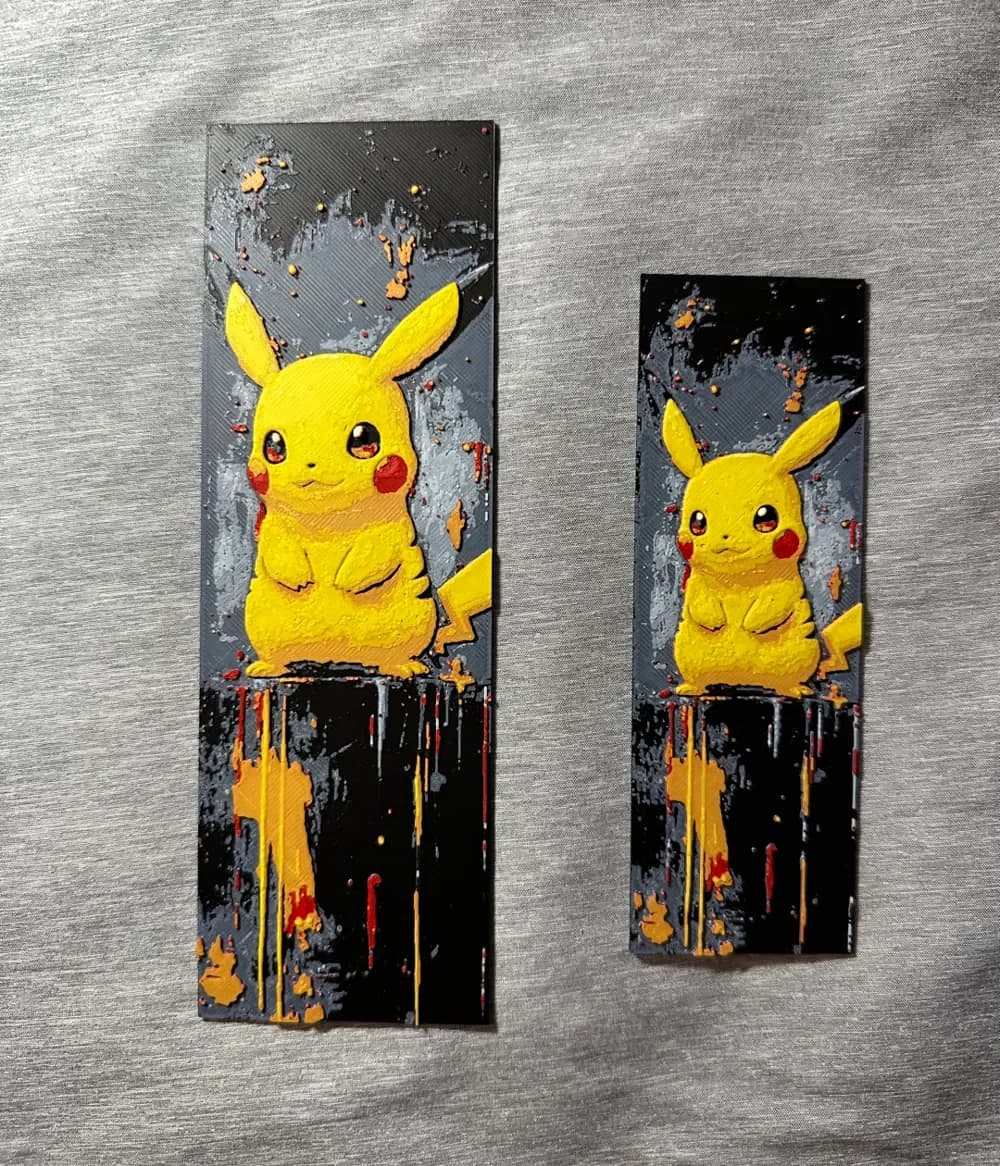 HueForge model: Pikachu Hueforge Bookmark - 2 sizes by Hey Ben