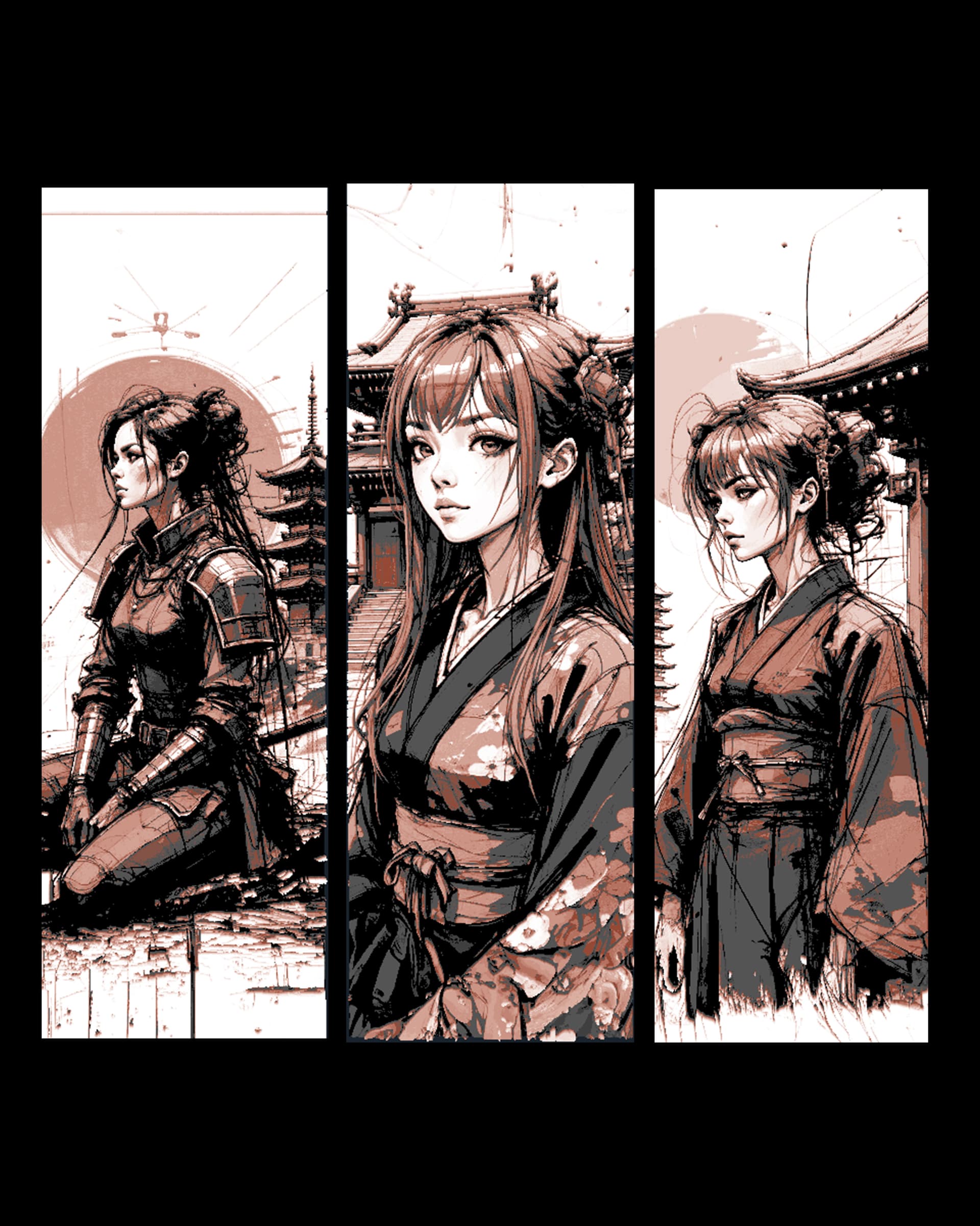 Sketches of beautiful women living in the orient - set of bookmarks by BooneCo3d HueForge model: Sketches of beautiful women living in the orient - set of bookmarks by BooneCo3d