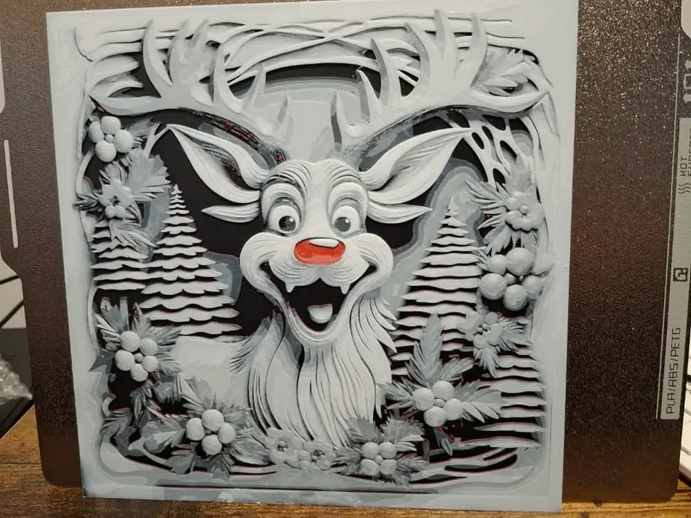 rudolph the red nosed reindeer - hueforge by 3dGlow HueForge model: rudolph the red nosed reindeer - hueforge by 3dGlow