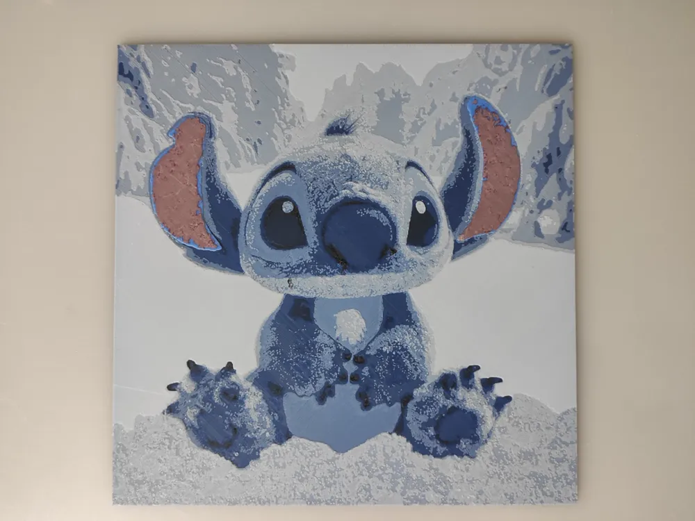 Lilo and Stitch, Stitch in Snow by 3djd HueForge model: Lilo and Stitch, Stitch in Snow by 3djd
