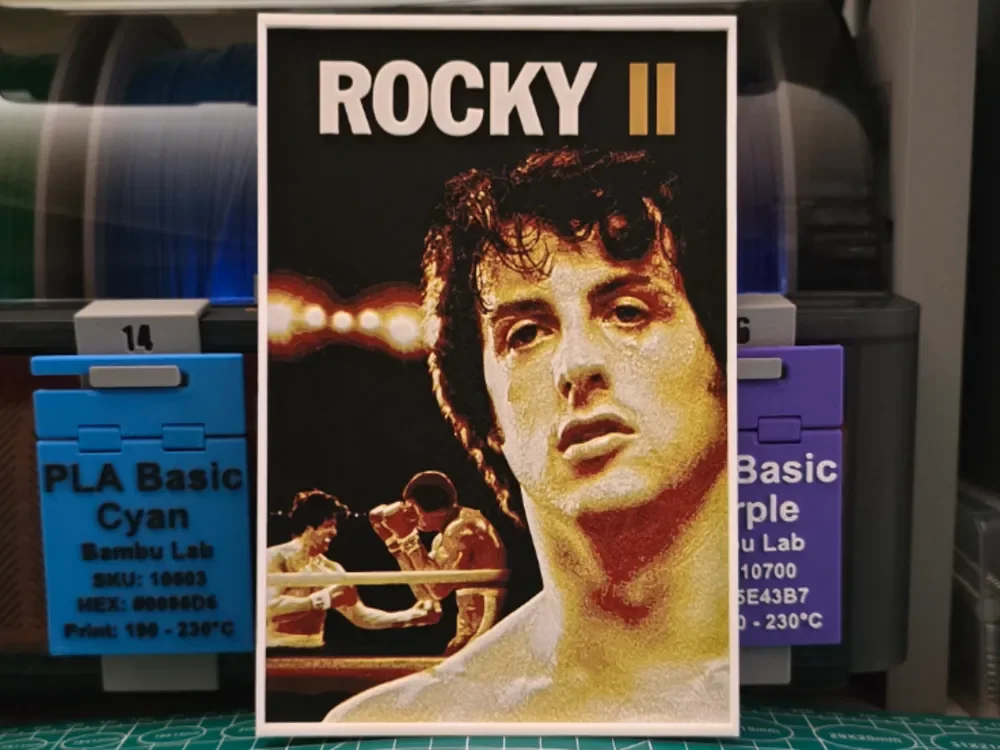 Rocky II Movie Poster - Hueforge Art by Lumpy3D HueForge model: Rocky II Movie Poster - Hueforge Art by Lumpy3D