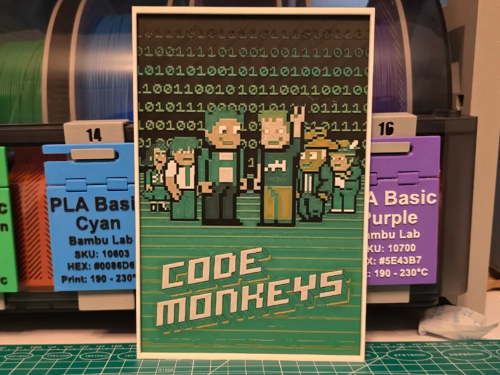 HueForge model: Code Monkeys Poster - Hueforge Art by Lumpy3D