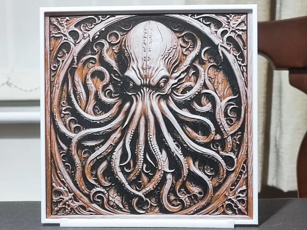 Wood Carving Cthulhu - HueForge 3 Color by BoDad HueForge model: Wood Carving Cthulhu - HueForge 3 Color by BoDad
