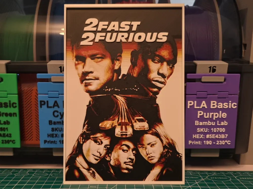 2 Fast 2 Furious Movie Poster by Lumpy3D HueForge model: 2 Fast 2 Furious Movie Poster by Lumpy3D