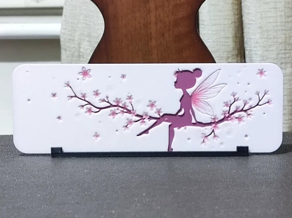 Pixie Fairy In The Pink Bookmark - 3 Color by BoDad HueForge model: Pixie Fairy In The Pink Bookmark - 3 Color by BoDad