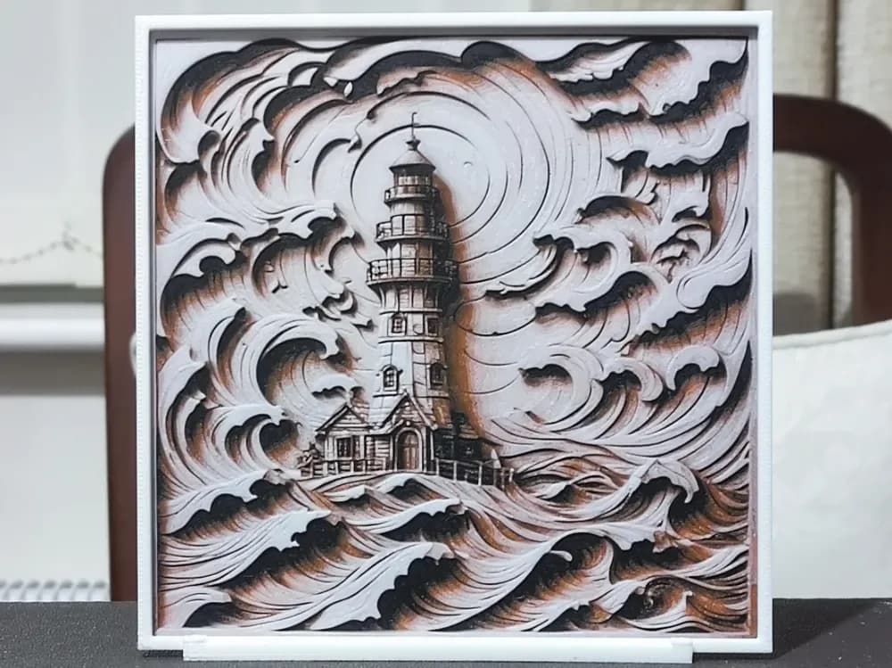 HueForge model: Wood Carving Lighthouse (1) - HueForge 3 Color by BoDad