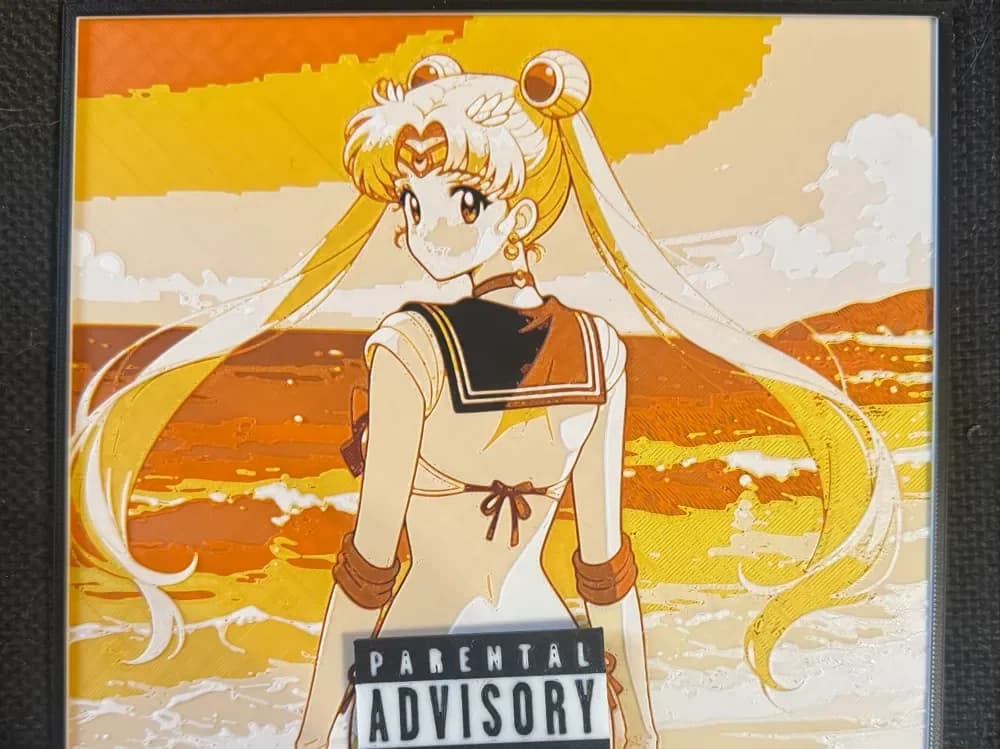 SailorMoon at the beach in a swimsuit. by World of Glt 3d HueForge model: SailorMoon at the beach in a swimsuit. by World of Glt 3d