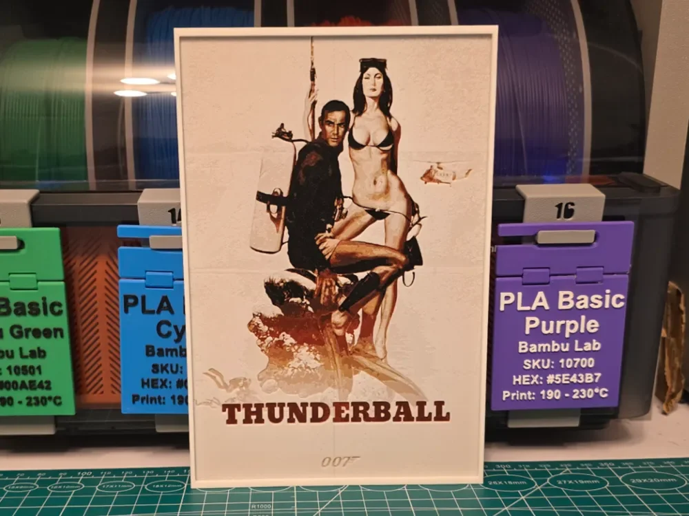 007 Thunderball Movie Poster - Hueforge Art by Lumpy3D HueForge model: 007 Thunderball Movie Poster - Hueforge Art by Lumpy3D