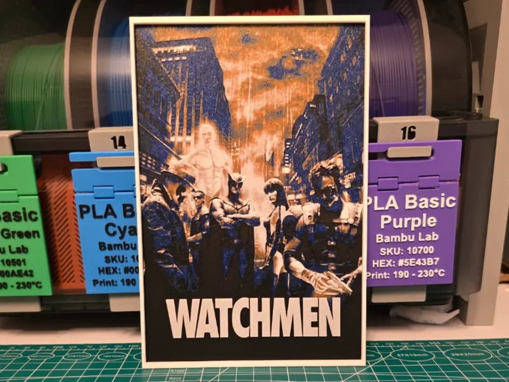 Watchmen Movie Poster - Hueforge Art by Lumpy3D HueForge model: Watchmen Movie Poster - Hueforge Art by Lumpy3D