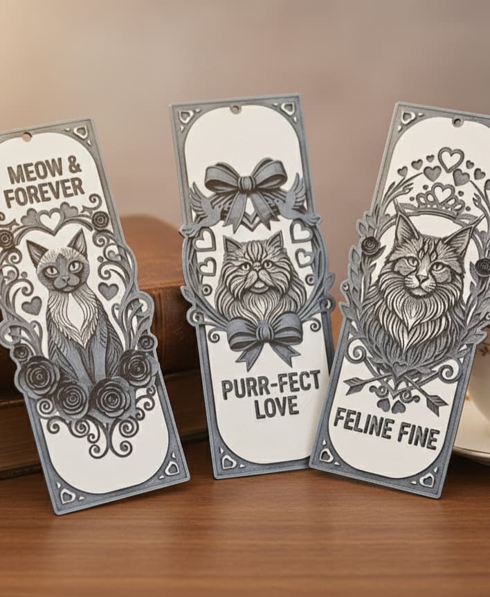 Valentine Kitty Bookmark6 - Hueforge - 4 colors Valentine Kitty Bookmark6 - Hueforge - 4 colors