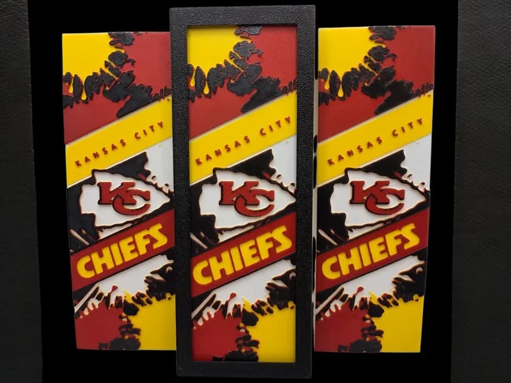 Kansas City Chiefs 50mm x 150mm Bookmark by MythicHue's HueForge model: Kansas City Chiefs 50mm x 150mm Bookmark by MythicHue's