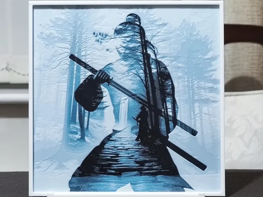 HueForge model: Double Exposure Ronin - HueForge 3 Color by BoDad