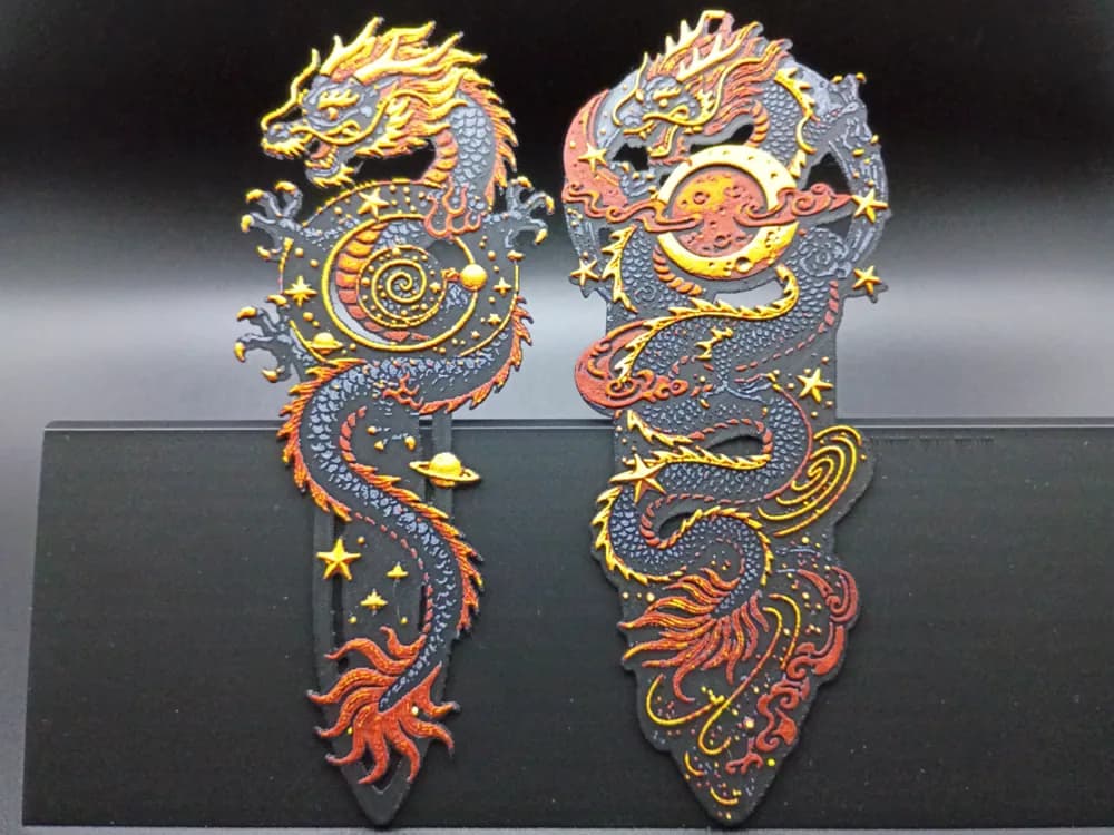 Galactic Dragon Bookmark Set by 3djd HueForge model: Galactic Dragon Bookmark Set by 3djd