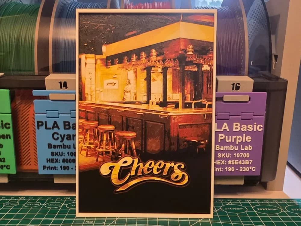 Cheers Poster - Hueforge Art by Lumpy3D HueForge model: Cheers Poster - Hueforge Art by Lumpy3D