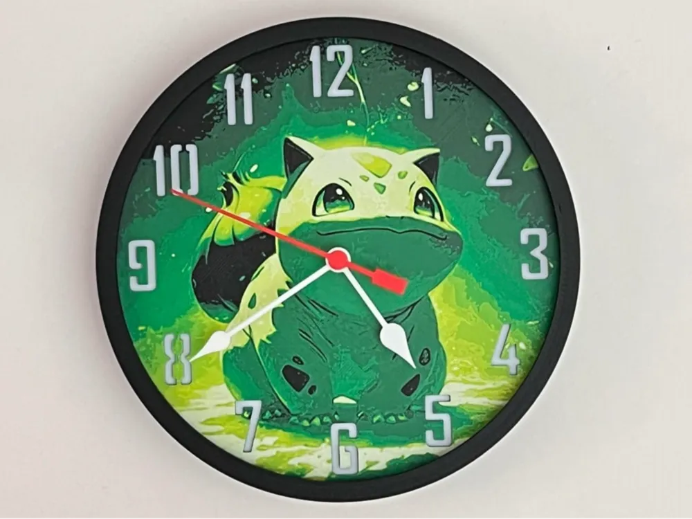 Customizable Clock - Bulbasaur by 3djd HueForge model: Customizable Clock - Bulbasaur by 3djd