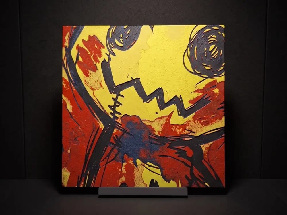 Mimikyu Close-up - Hueforge Wall Art by LED HueForge model: Mimikyu Close-up - Hueforge Wall Art by LED