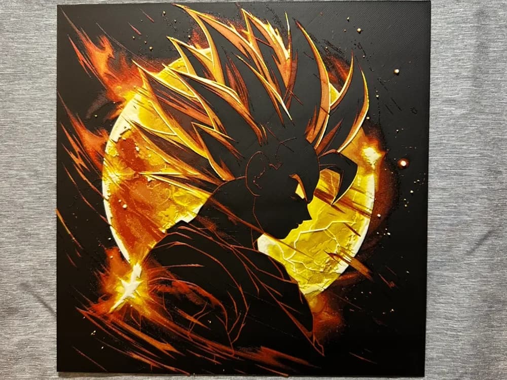 HueForge model: Goku Silhouette in front of Sun by Hey Ben