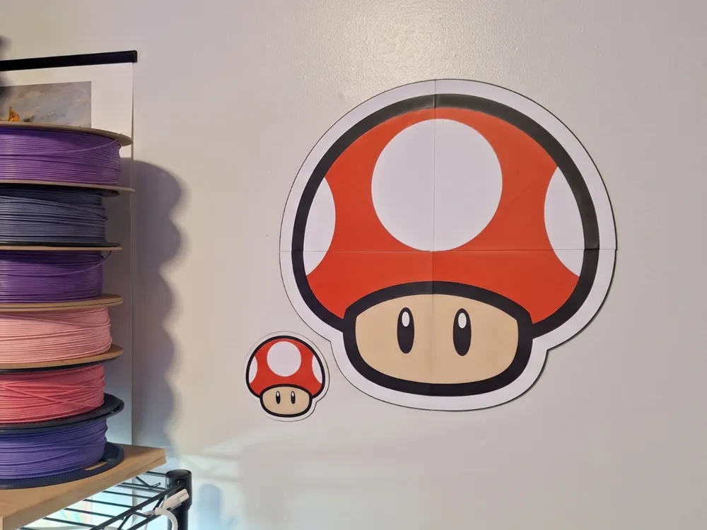 Big Mario Mushroom - 4 Tile Wall Art by Led HueForge model: Big Mario Mushroom - 4 Tile Wall Art by Led