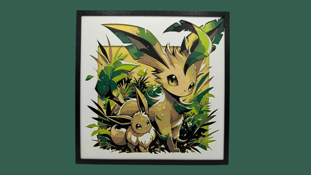 Eevee & Leafeon - Pokemon Hueforge by Canadian Gamer HueForge model: Eevee & Leafeon - Pokemon Hueforge by Canadian Gamer
