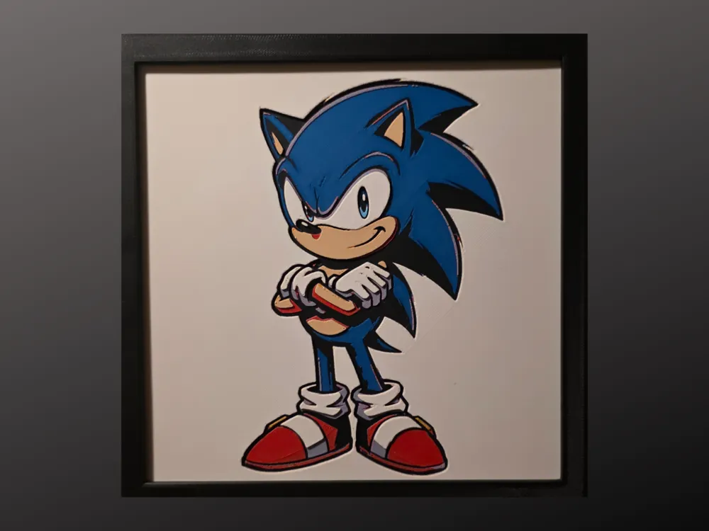 Sonic The Hedgehog 200x200 by Side Quest Hues HueForge model: Sonic The Hedgehog 200x200 by Side Quest Hues