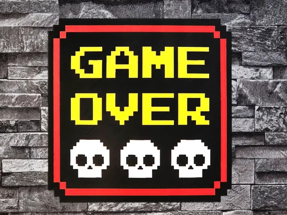 Hueforge GameOver RetroGame Pixel by StefBull85 HueForge model: Hueforge GameOver RetroGame Pixel by StefBull85