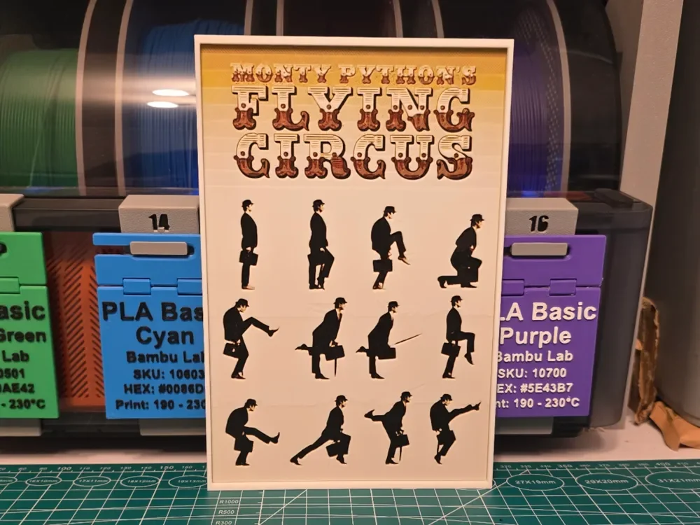 Monty Python's Flying Circus Poster - Hueforge Art by Lumpy3D HueForge model: Monty Python's Flying Circus Poster - Hueforge Art by Lumpy3D