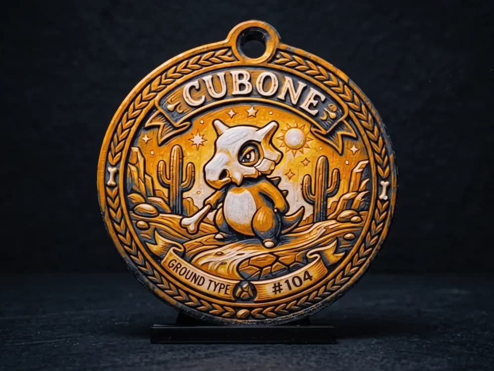 Pokemon - Cubone Medallion - 5 Colour by LED HueForge model: Pokemon - Cubone Medallion - 5 Colour by LED