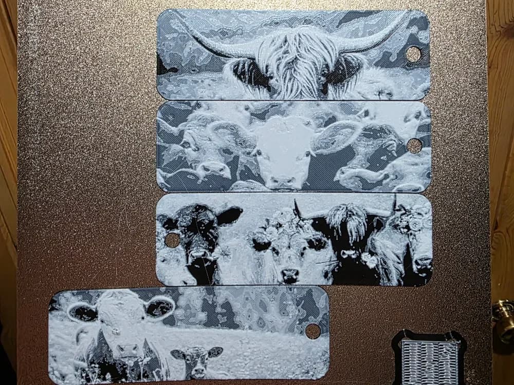 Cattle Life Hueforge Bookmark Set of 4 Black/White by AirMechDesigns HueForge model: Cattle Life Hueforge Bookmark Set of 4 Black/White by AirMechDesigns