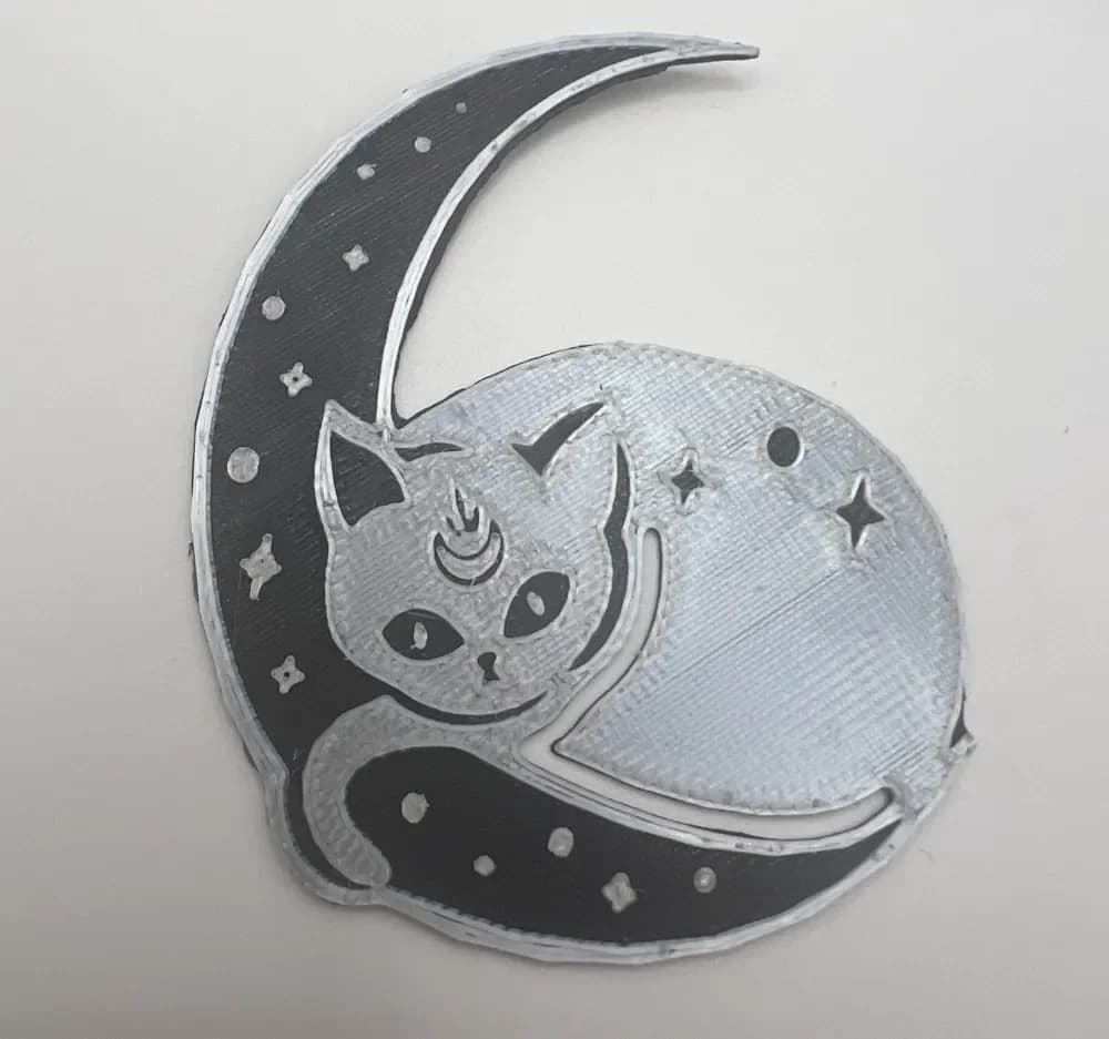 Celestial moon cat bookmark by Leafy HueForge model: Celestial moon cat bookmark by Leafy
